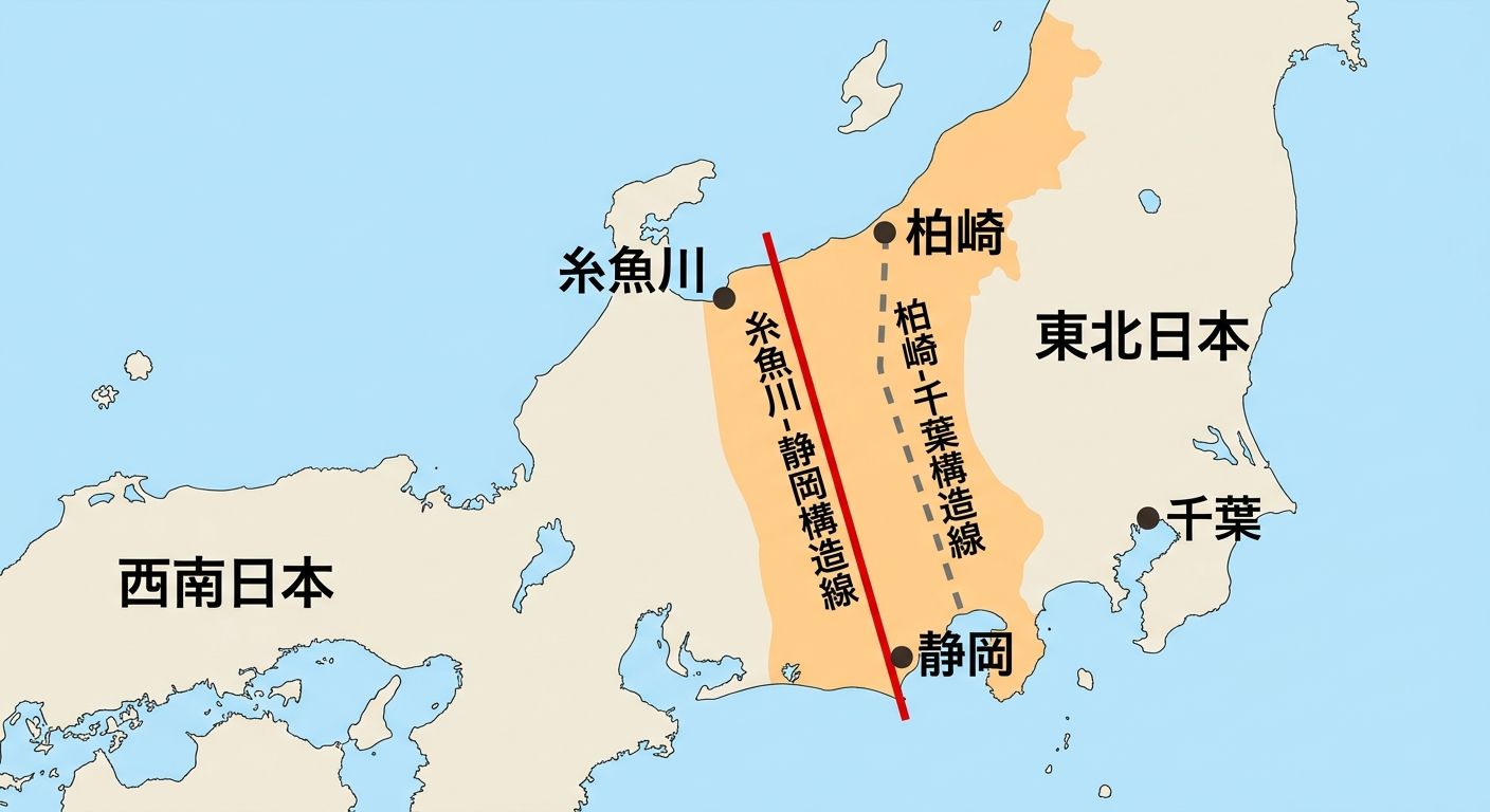 フォッサマグナの位置と西縁・東縁