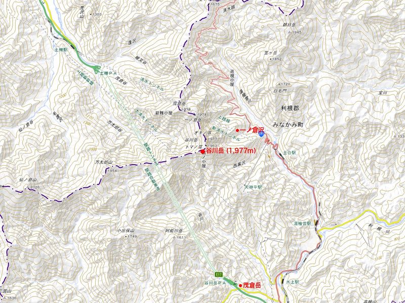 谷川岳 周辺地形図