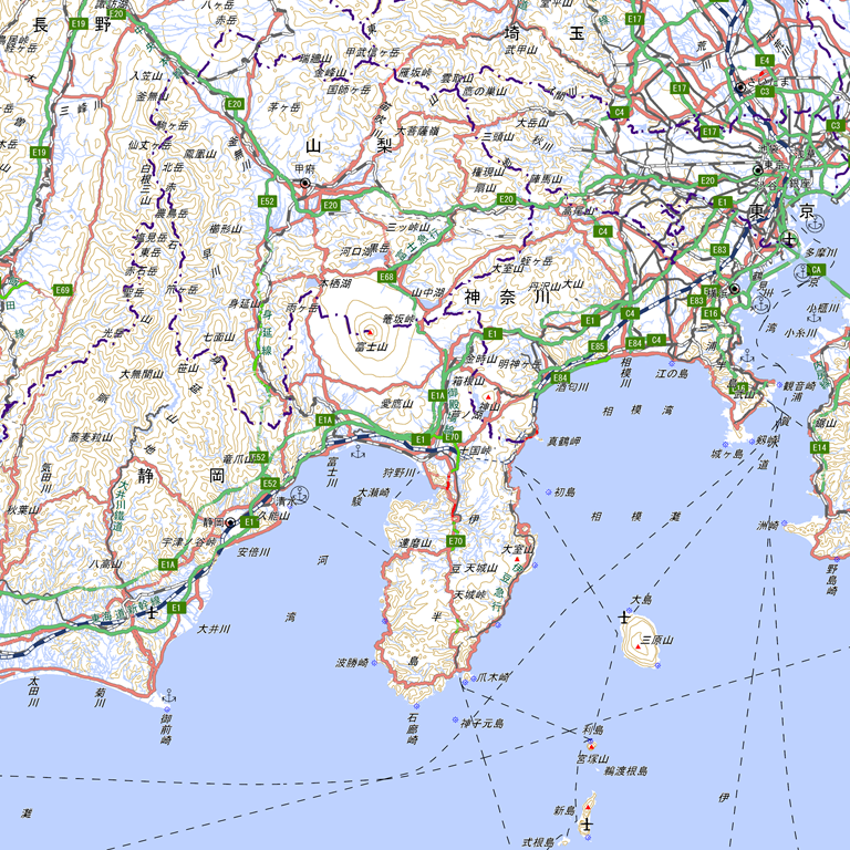 富士山・伊豆半島周辺地形図