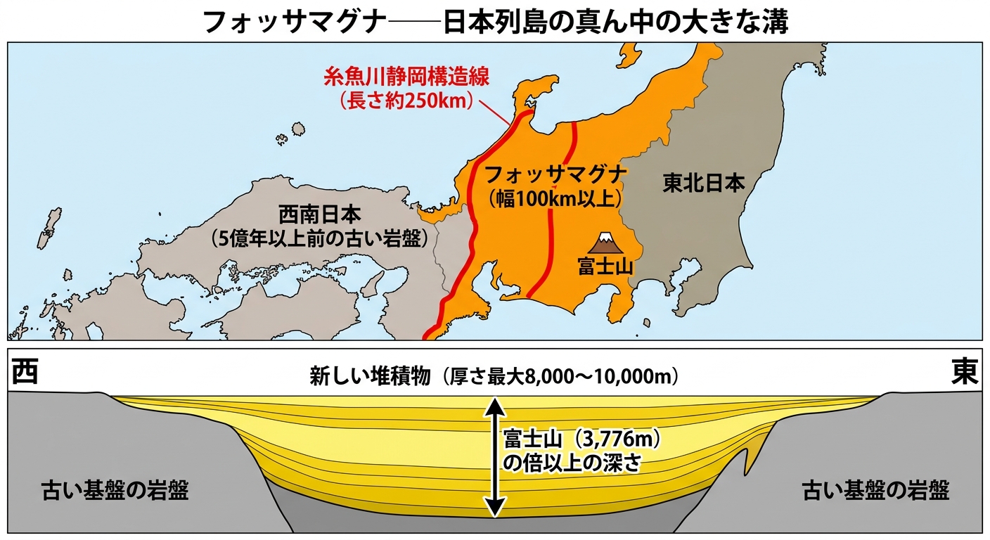 フォッサマグナの位置と構造