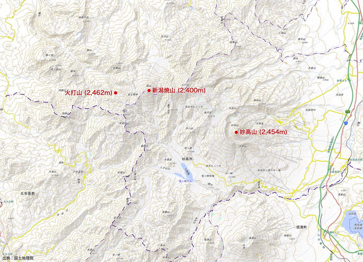 火打山 周辺地形図